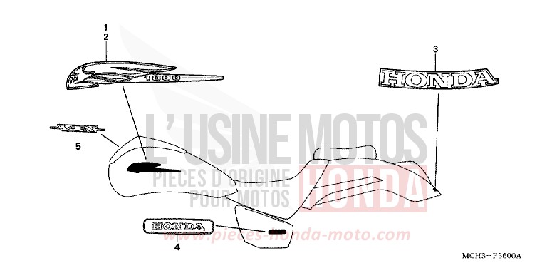 EMBLEME/MARQUE (1) de VTX1800C BLOODSTONE RED METALLIC (R287) 2004