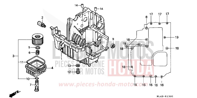 CARTER-MOTEUR INFERIEUR de CB450S NOIR (NH1) 1986