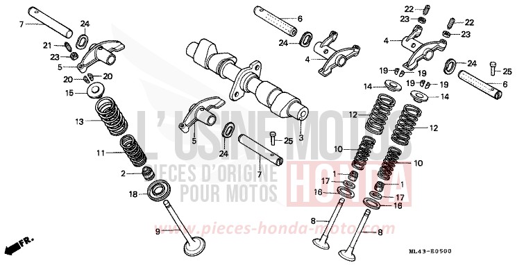 ARBRE A CAMES/SOUPAPE de CB450S CANDY ALAMOANA RED-U (R124) 1986
