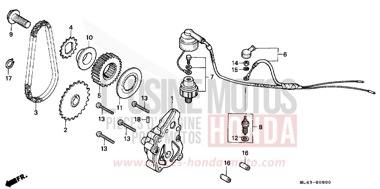 POMPE A HUILE de CB450S CANDY ALAMOANA RED-U (R124) de 1986