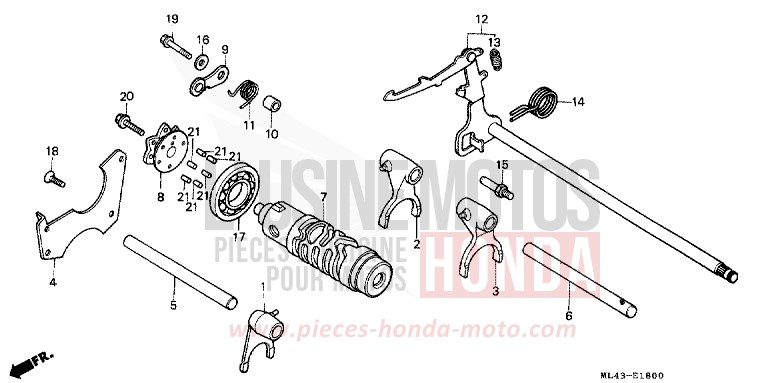 BARILLET DE SELECTION de CB450S CANDY ALAMOANA RED-U (R124) 1986