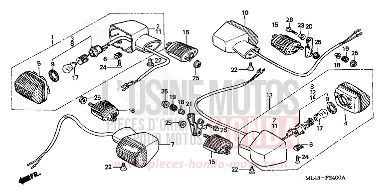 CLIGNOTANT de CB450S CANDY ALAMOANA RED-U (R124) 1986