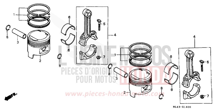 PISTON/BIELLE de CB450S STARLIGHT SILVER METALLIC (NH131) de 1986