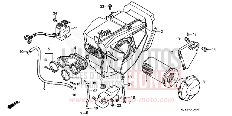 FILTRE A AIR de CB450S NOIR (NH1) 1988
