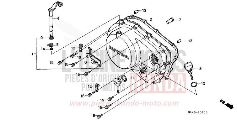 PANNEAU CARTER-MOTEUR D. de CB450S MONZA RED (R110) 1988
