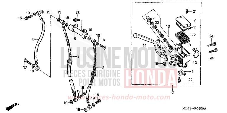 FREIN AVANT MAITRE-CYLINDRE de CB450S MONZA RED (R110) de 1988