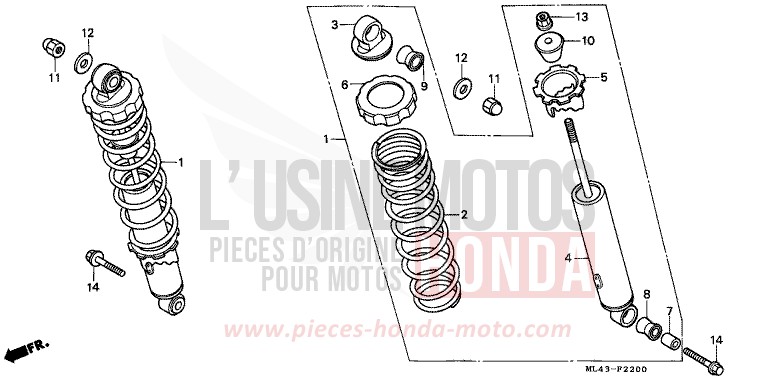 COUSSIN ARRIERE de CB450S MONZA RED (R110) de 1988