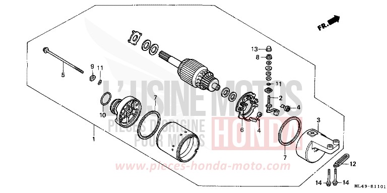 MOTEUR DE DEMARRAGE (CB450SJ) de CB450S SHASTA WHITE (NH138) de 1988