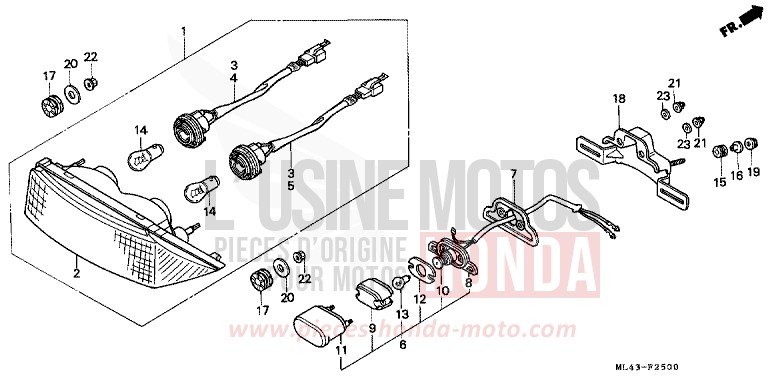FEU ARRIERE de CB450S SHASTA WHITE (NH138) de 1988