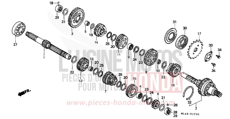 BOITE DE VITESSES de CB450S STARLIGHT SILVER METALLIC (NH131) 1988