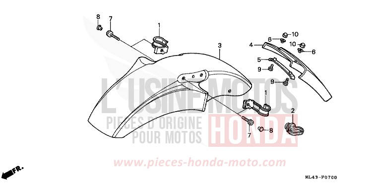 AILE AVANT de CB450S STARLIGHT SILVER METALLIC (NH131) 1988