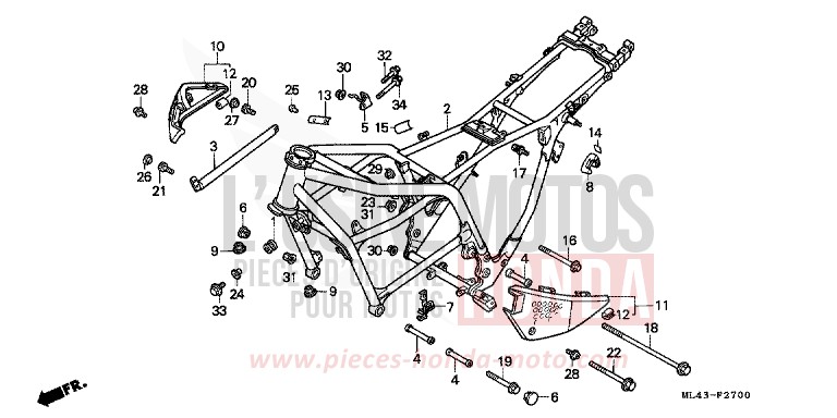 CARROSSERIE DE CHASSIS de CB450S STARLIGHT SILVER METALLIC (NH131) 1988