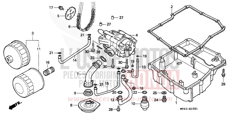 FILTRE A HUILE/POMPE A HUILE (VFR750FR/FS/FT/FV) de VFR750F LAPIS BLUE METALLIIC (PB257) 1996