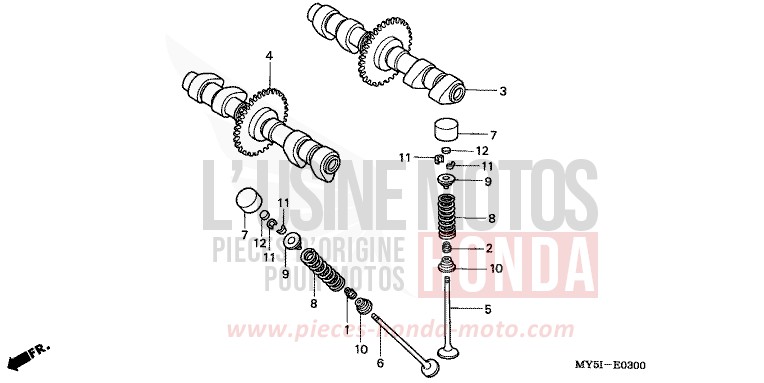 ARBRE A CAMES/SOUPAPE de CB500S NOIR (NH1) 2002