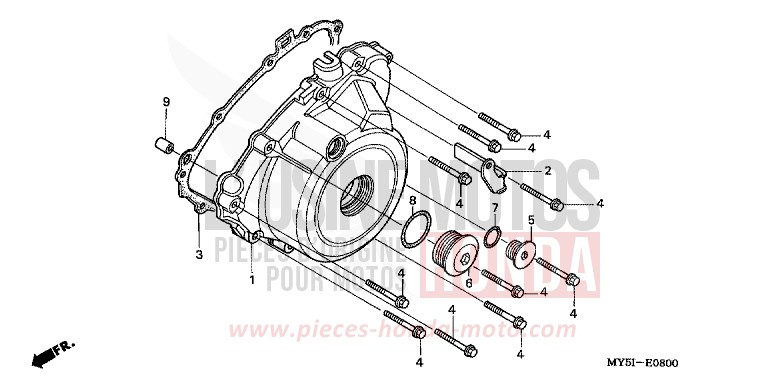 PANNEAU CARTER-MOTEUR G. de CB500S NOIR (NH1) 2002