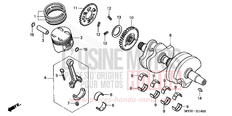 VILEBREQUIN/PISTON de CB500S NOIR (NH1) 2002