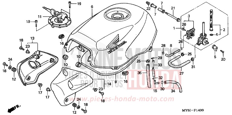 RESERVOIR A CARBURANT de CB500S NOIR (NH1) 2002