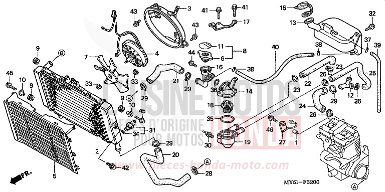 RADIATEUR de CB500S NOIR (NH1) 2002