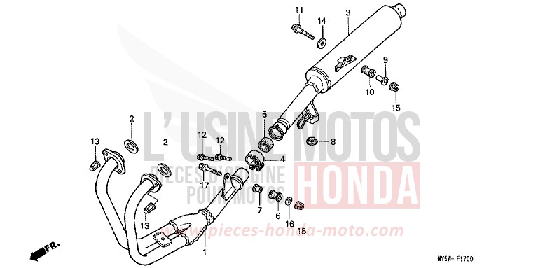 SILENCIEUX D'ECHAPPEMENT de CB500S PEARL CITRON YELLOW (Y140) 1998