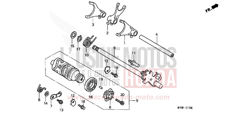 BARILLET DE SELECTION de CB500S NOIR (NH1) 2000