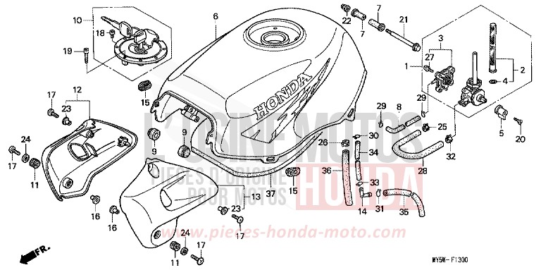 RESERVOIR A CARBURANT de CB500S RICH RED METALLIC (R255) 2000