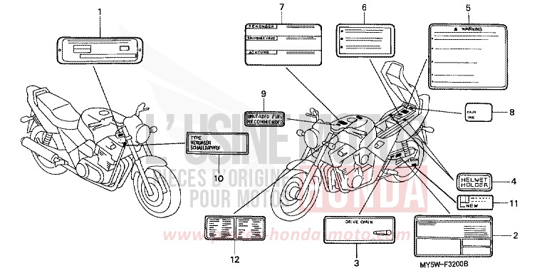 ETIQUETTE DE PRECAUTIONS de CB500S RICH RED METALLIC (R255) 2000