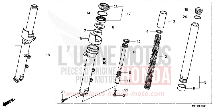 FOURCHETTE AVANT de DN-01 GRAPHITE BLACK (NHB01) 2008