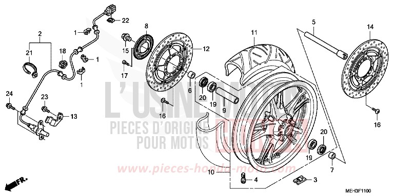 ROUE AVANT de DN-01 GRAPHITE BLACK (NHB01) 2008