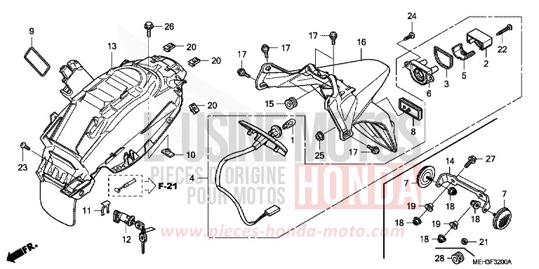 GARDE-BOUE ARRIERE de DN-01 GRAPHITE BLACK (NHB01) 2009