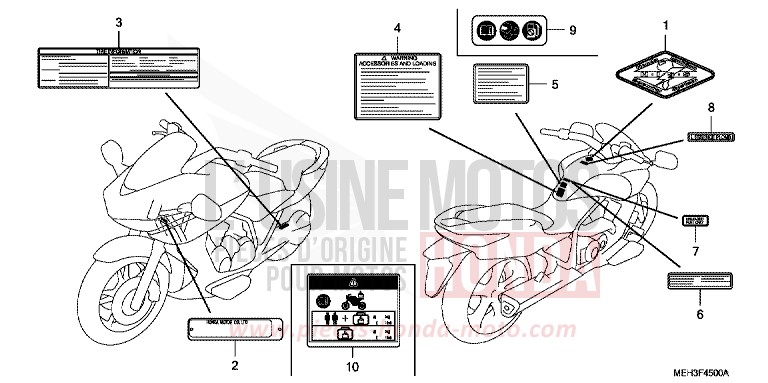 ETIQUETTE DE PRECAUTIONS de DN-01 GRAPHITE BLACK (NHB01) 2009