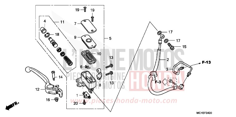 MAITRE-CYLINDRE DE FREIN AVANT CYLINDRE de DN-01 SWORD SILVER METALLIC (NHA95) de 2009