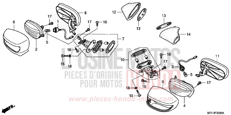 CLIGNOTANT/MIROIR de DN-01 GRAPHITE BLACK (NHB01) de 2009