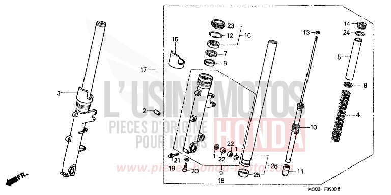 FOURCHETTE AVANT de X11 NOIR (NH1) 2001