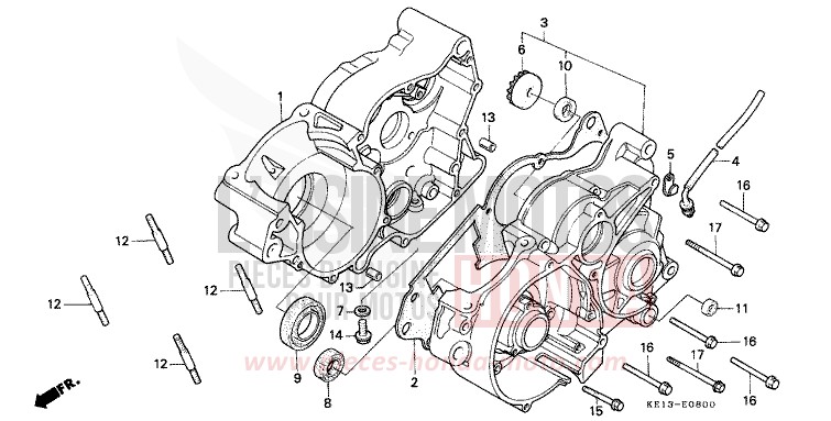 CARTER MOTEUR de MTX125R NOIR (NH1) 1983