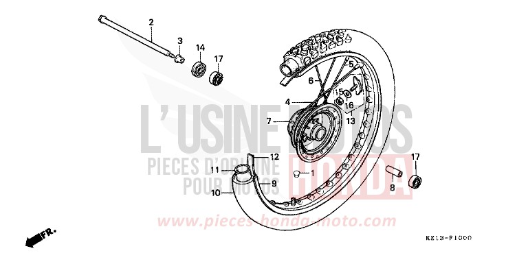 ROUE AVANT (1) de MTX125R NOIR (NH1) 1983