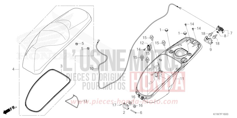 COMPARTIMENT A BAGAGES/SIEGE de SH350i MAT RUTHENIUM SILVER METALLIC (NHB88) 2021