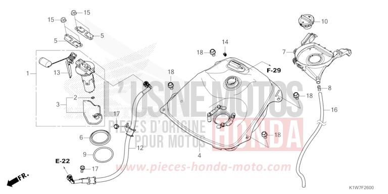 RESERVOIR A CARBURANT de SH350i NOIR (NH1) 2021
