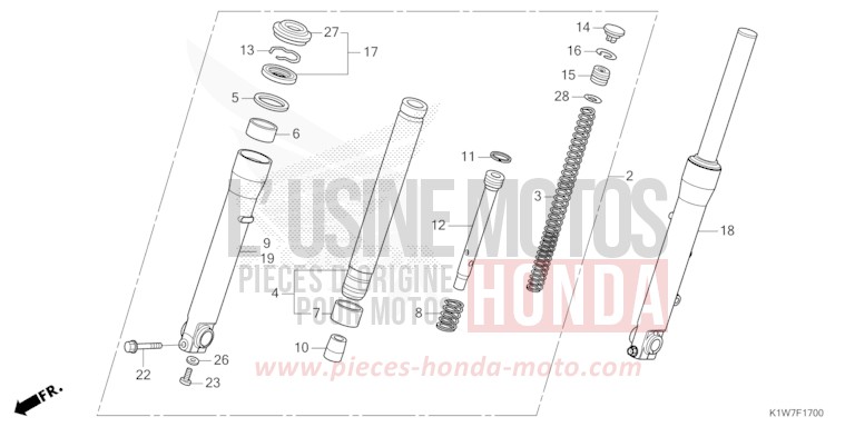 FOURCHETTE AVANT de SH350i MAT BLACKY GRAY METALLIC (NHA32) 2021