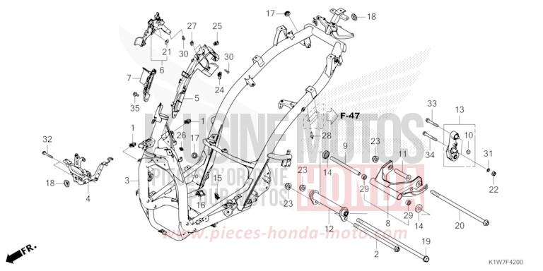 CARROSSERIE DE CHASSIS de SH350i MAT BLACKY GRAY METALLIC (NHA32) 2021