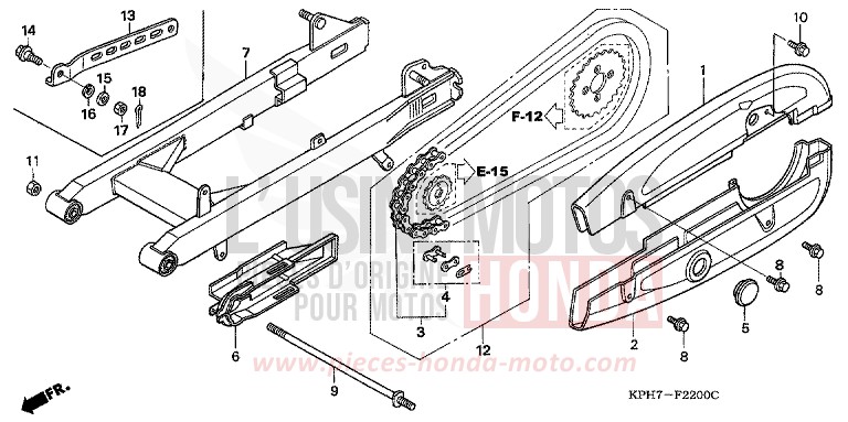 BRAS OSCILLANT/CARTER DE CHAINE (1) de Innova FORCE SILVER METALLIC (NH411) de 2003