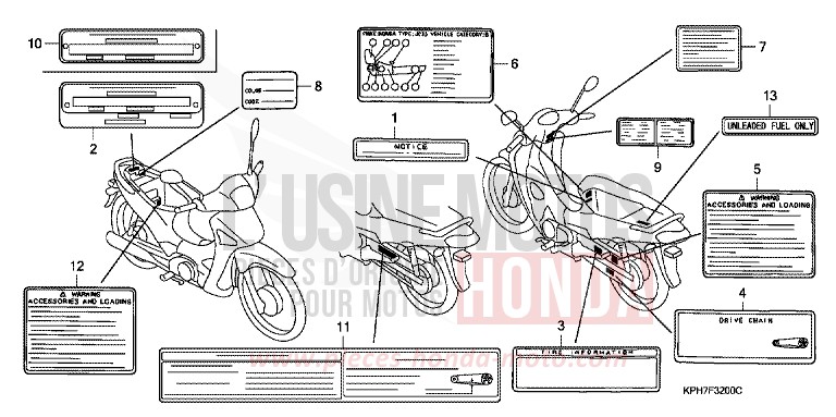 ETIQUETTE DE PRECAUTIONS de Innova FORCE SILVER METALLIC (NH411) de 2003