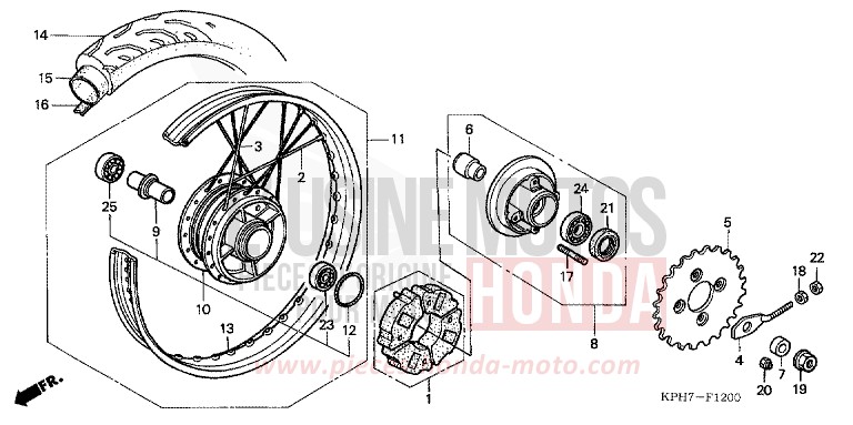 ROUE ARRIERE de Innova FORCE SILVER METALLIC (NH411B) 2007