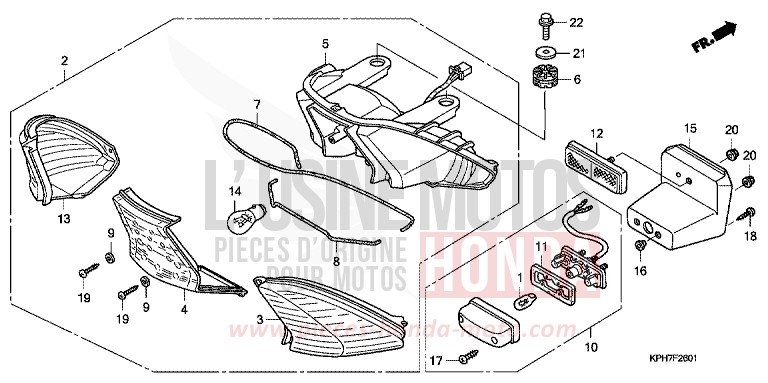 FEU ARRIERE (2) de Innova FORCE SILVER METALLIC (NH411) de 2007