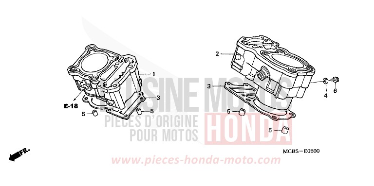 CYLINDRE de Transalp MYSTIC ORANGE METALLIC (YR253) de 2005