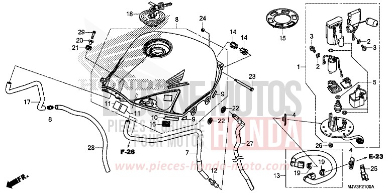 RESERVOIR A CARBURANT/POMPE A CARBURANT de CBR500R ROSS WHITE (NH196) 2015