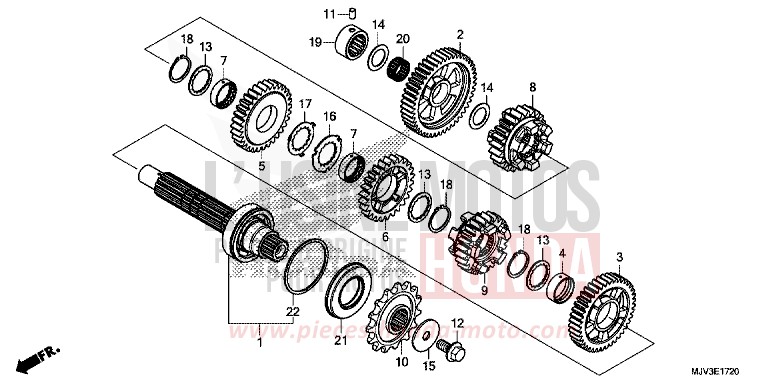 BOITE DE VITESSES (ARBRE INTERMEDIAIRE) de CBR500R GRAPHITE BLACK (NHB01) 2015