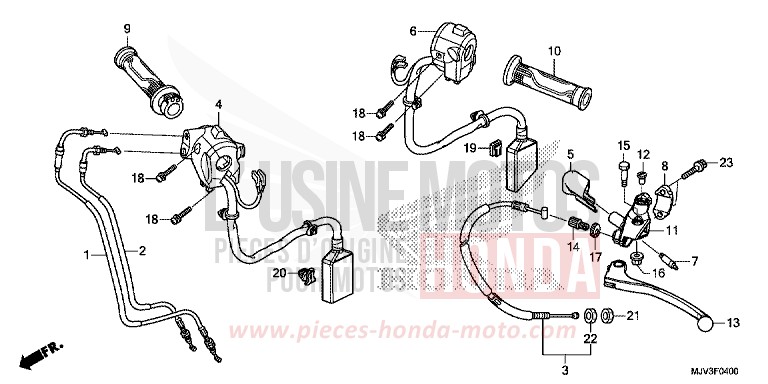 LEVIER DE GUIDON/COMMUTATEUR/CABLE de CBR500R GRAPHITE BLACK (NHB01) 2015