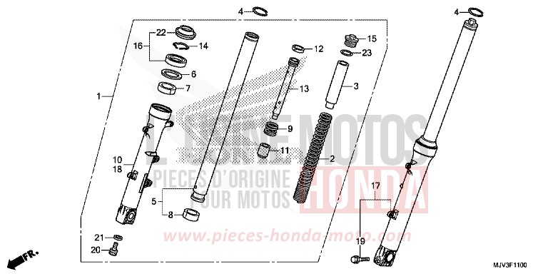 FOURCHETTE AVANT de CBR500R GRAPHITE BLACK (NHB01) 2015