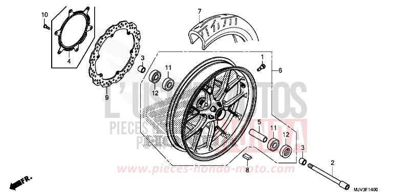 ROUE AVANT de CBR500R GRAPHITE BLACK (NHB01) 2015