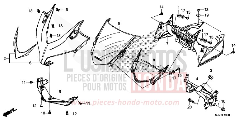 PANNEAU SUPERIEUR de CBR500R GRAPHITE BLACK (NHB01) 2015